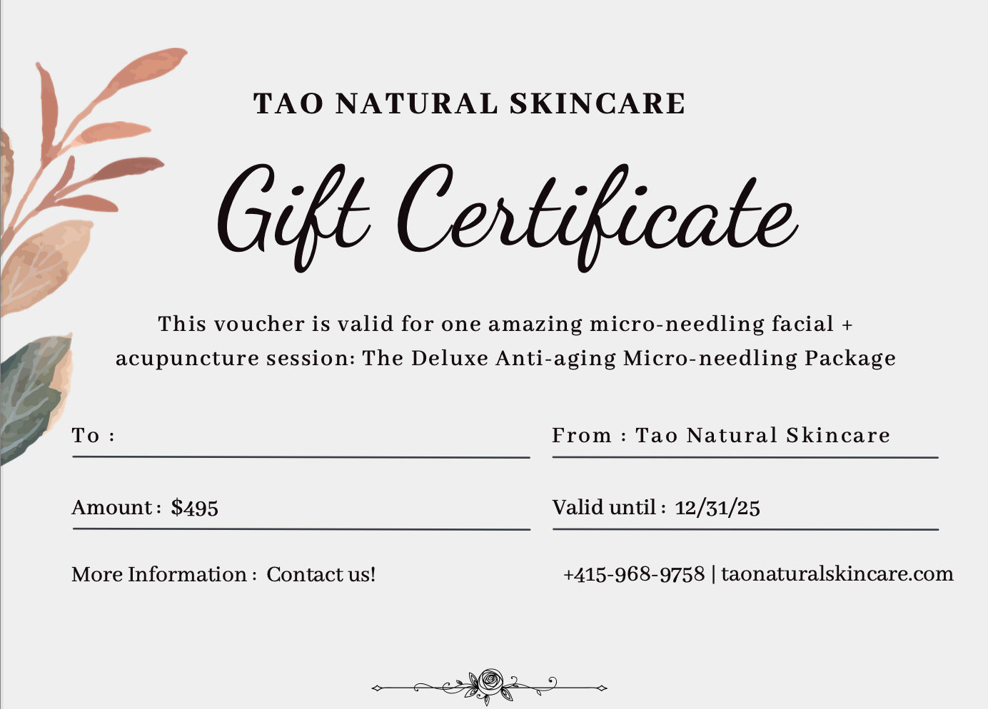 Tao Natural Skincare Gift Certificate